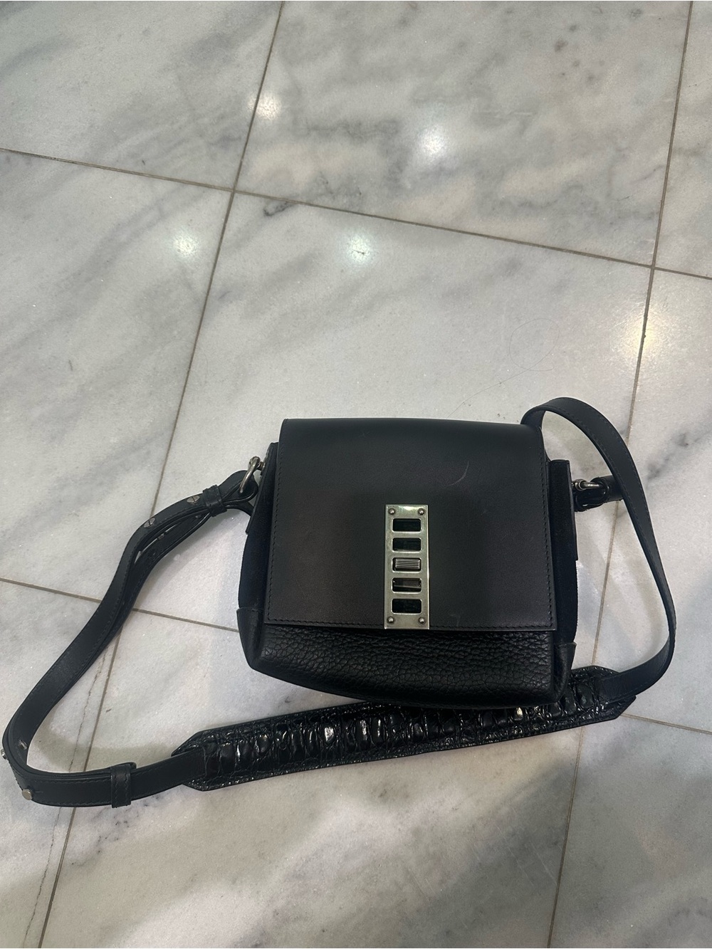 Proenza Schouler Black Leather Crossbody with Metal Accent
